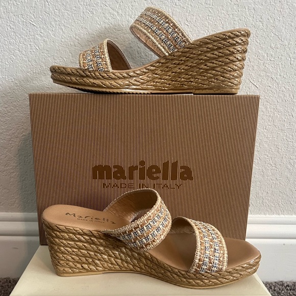 NIB Mariella Wedge Wedge Sandal 9.5 Beige - Picture 11 of 13